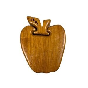 Handcrafted Wooden Apple Secret Puzzle Box Hidden Compartment Trinket Decor